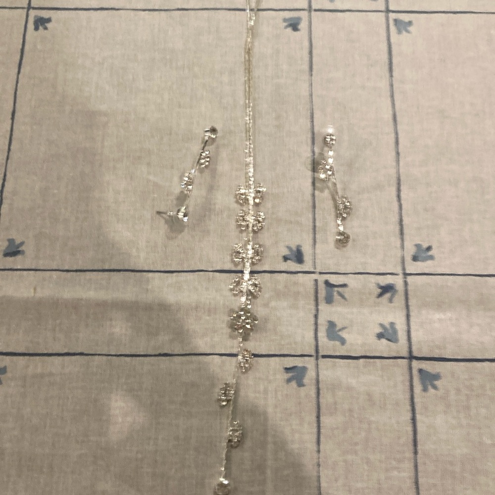 Wedding necklace flower and earrings set